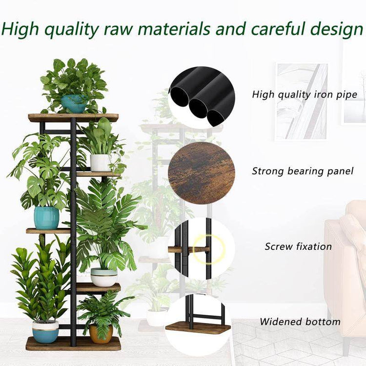 Plant Stand 5 Tier 6 Potted Indoor Plant Shelf Multiple Stands for Garden Corner Balcony Living Room 14.17 X 9 X 37 Inch - The Max & Rex Collection