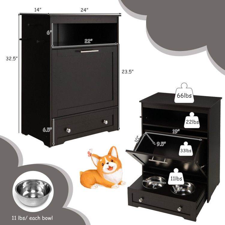 Pet Feeder Station with Stainless Steel Bowls & Storage Cabinet - Elevated Dog Food Station with Pull-Out Drawer | All-in-One Pet Organization - The Max & Rex Collection