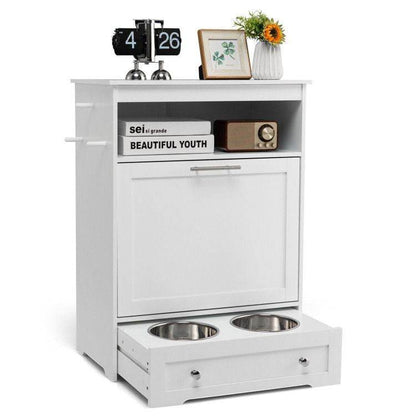 Pet Feeder Station with Stainless Steel Bowls & Storage Cabinet - Elevated Dog Food Station with Pull-Out Drawer | All-in-One Pet Organization - The Max & Rex Collection
