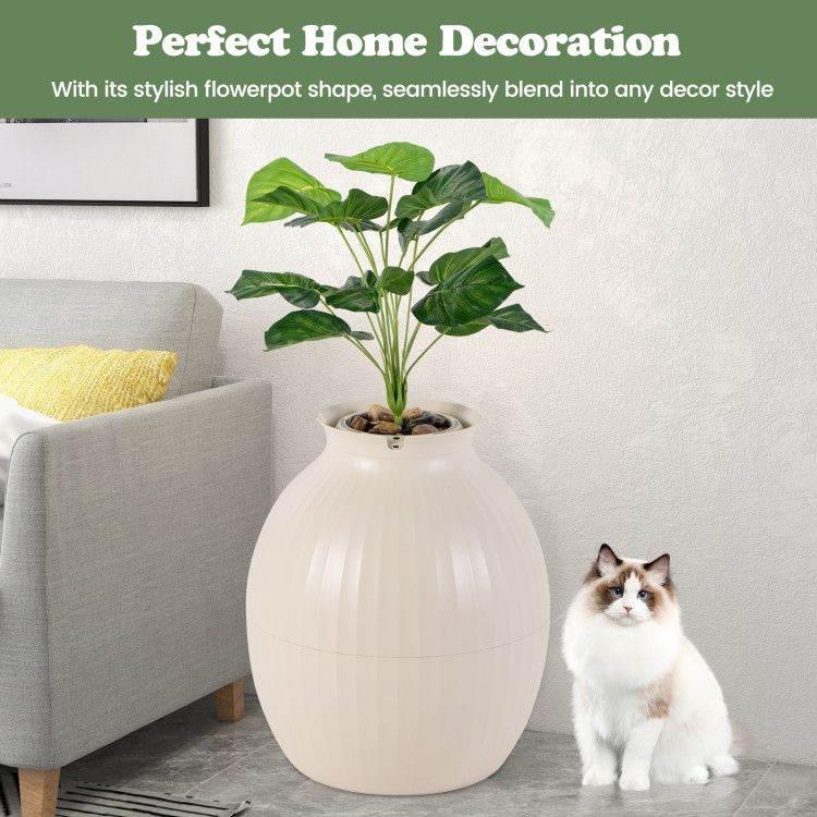 Smart Plant-Inspired Cat Litter Box - High-Tech Hidden Design with Electronic Deodorizer, UV Sterilization & Automatic Odor Control - The Max & Rex Collection