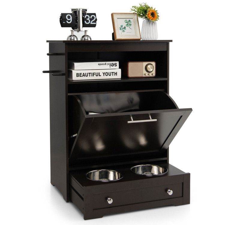 Pet Feeder Station with Stainless Steel Bowls & Storage Cabinet - Elevated Dog Food Station with Pull-Out Drawer | All-in-One Pet Organization - The Max & Rex Collection
