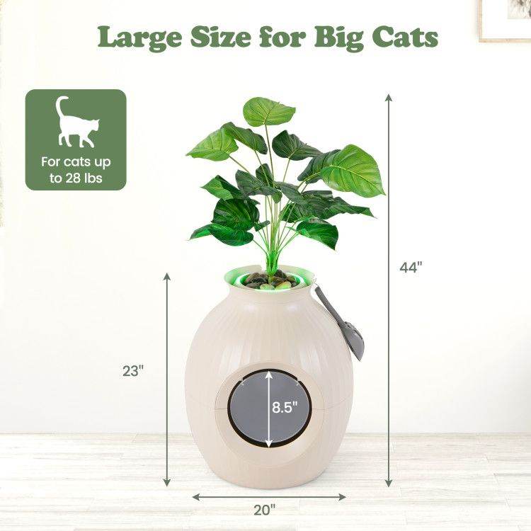 Smart Plant-Inspired Cat Litter Box - High-Tech Hidden Design with Electronic Deodorizer, UV Sterilization & Automatic Odor Control - The Max & Rex Collection