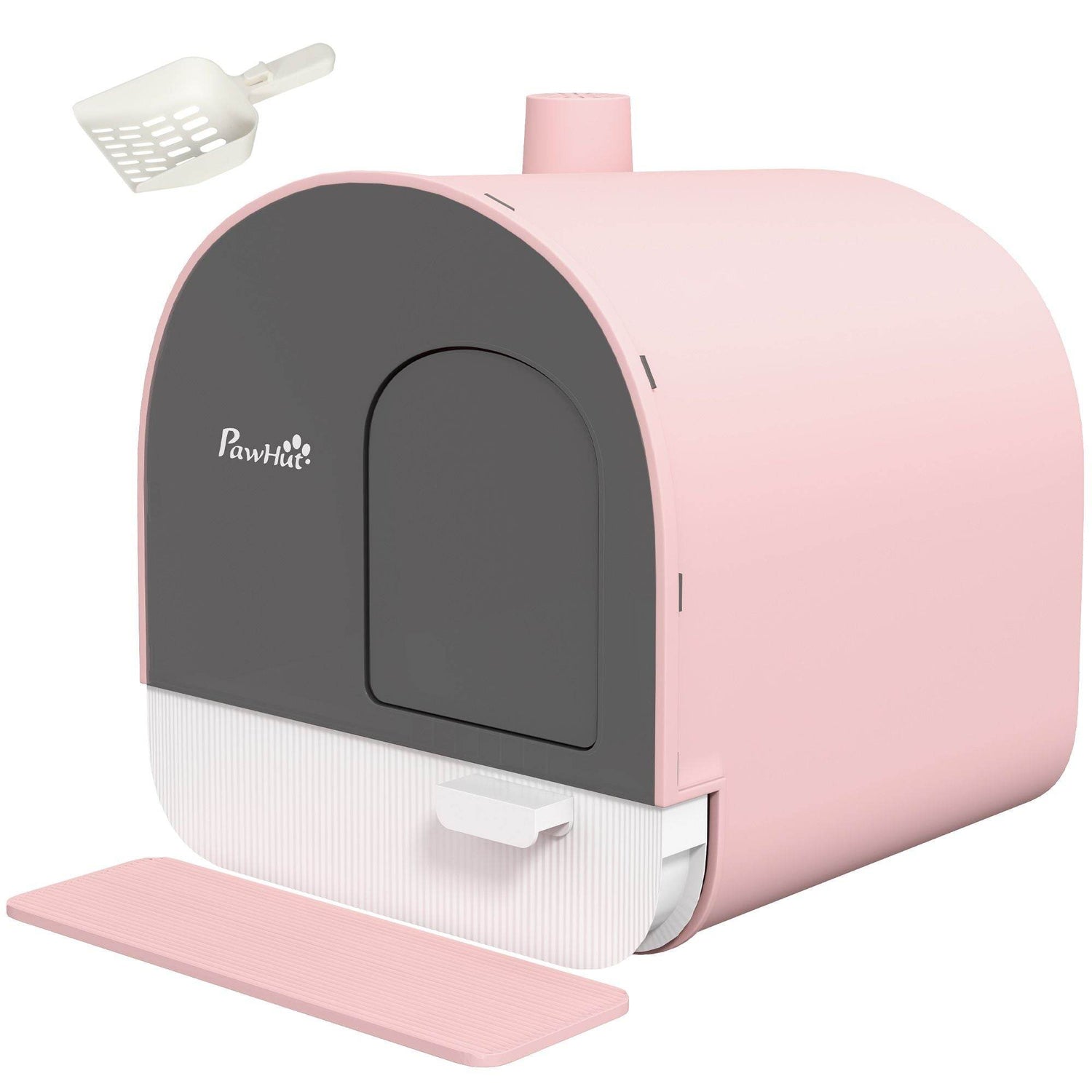 Pink Covered Cat Litter Box with Odor Filter - Complete Privacy Kit with Tray, Scoop & Mat | Compact Hooded Litter House - The Max & Rex Collection