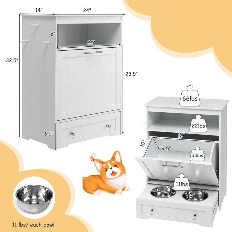 Pet Feeder Station with Stainless Steel Bowls & Storage Cabinet - Elevated Dog Food Station with Pull-Out Drawer | All-in-One Pet Organization - The Max & Rex Collection