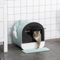 Covered Cat Litter Box with Odor Filter - Complete Privacy Kit with Tray, Scoop & Mat | Green Hooded Litter House - The Max & Rex Collection