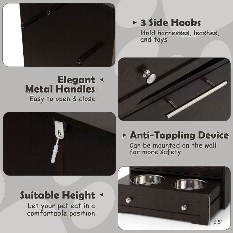 Pet Feeder Station with Stainless Steel Bowls & Storage Cabinet - Elevated Dog Food Station with Pull-Out Drawer | All-in-One Pet Organization - The Max & Rex Collection