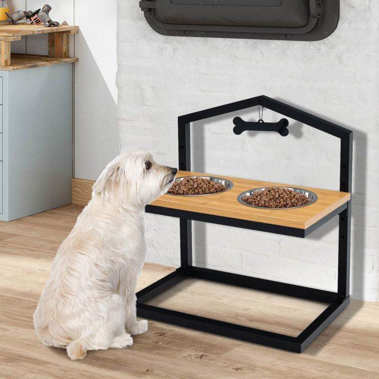 Adjustable Elevated Dog Feeder with 5 Height Settings - Premium Raised Pet Feeding Station with 2 Large Stainless Steel Bowls - The Max & Rex Collection