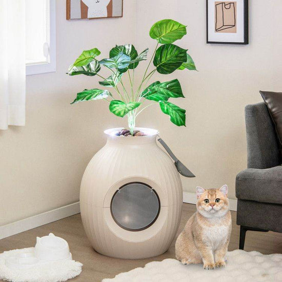 Smart Plant-Inspired Cat Litter Box - High-Tech Hidden Design with Electronic Deodorizer, UV Sterilization & Automatic Odor Control - The Max & Rex Collection