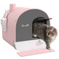 Pink Covered Cat Litter Box with Odor Filter - Complete Privacy Kit with Tray, Scoop & Mat | Compact Hooded Litter House - The Max & Rex Collection