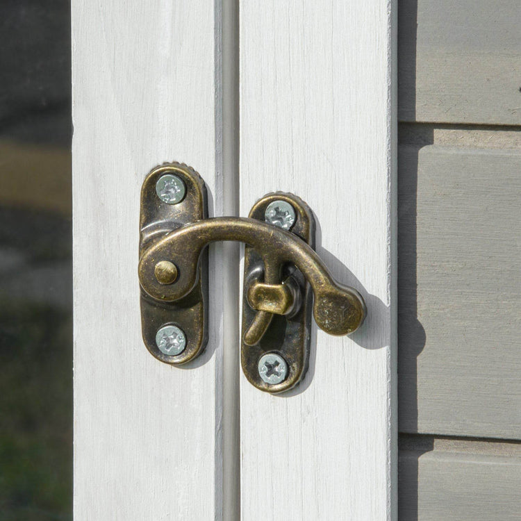Weatherproof Outdoor Cat House with Porch & Escape Door - Feral Cat Shelter with Plant Stand | Dark Grey/White Wood Construction - The Max & Rex Collection