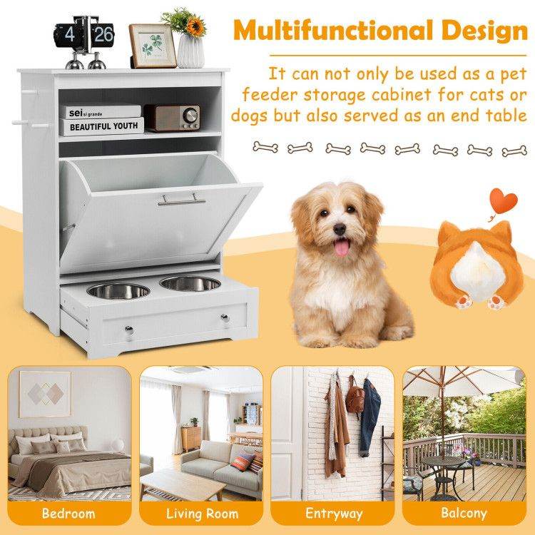 Pet Feeder Station with Stainless Steel Bowls & Storage Cabinet - Elevated Dog Food Station with Pull-Out Drawer | All-in-One Pet Organization - The Max & Rex Collection