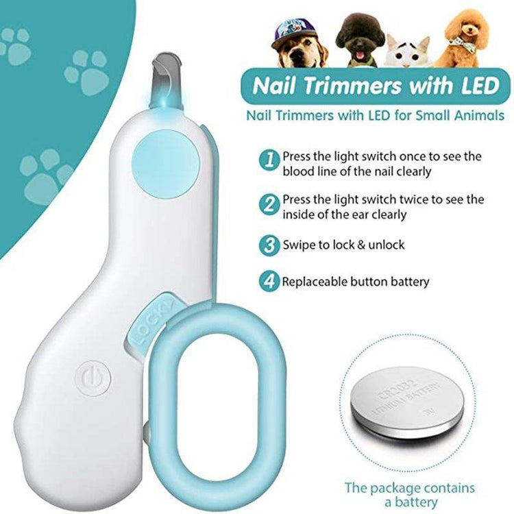 Professional Pet Nail Clippers with LED Light - Stainless Steel Dog Cat Nail Trimmers | Illuminated Precision Grooming Tool - The Max & Rex Collection