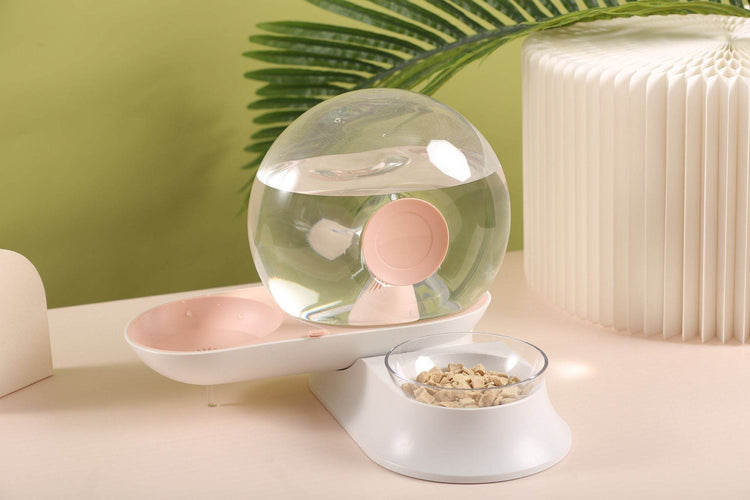 Auto-Myst Automatic Gravity Pet Water Dispenser - 2-in-1 Filtered Water & Food Bowl System with 2.8L Capacity - The Max & Rex Collection