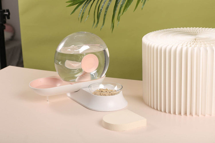 Auto-Myst Automatic Gravity Pet Water Dispenser - 2-in-1 Filtered Water & Food Bowl System with 2.8L Capacity - The Max & Rex Collection