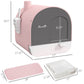 Pink Covered Cat Litter Box with Odor Filter - Complete Privacy Kit with Tray, Scoop & Mat | Compact Hooded Litter House - The Max & Rex Collection