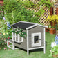 Weatherproof Outdoor Cat House with Porch & Escape Door - Feral Cat Shelter with Plant Stand | Dark Grey/White Wood Construction - The Max & Rex Collection