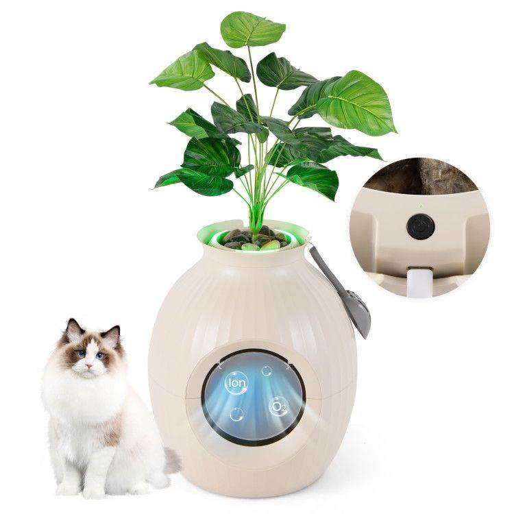 Smart Plant-Inspired Cat Litter Box - High-Tech Hidden Design with Electronic Deodorizer, UV Sterilization & Automatic Odor Control - The Max & Rex Collection
