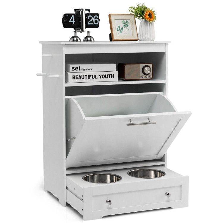 Pet Feeder Station with Stainless Steel Bowls & Storage Cabinet - Elevated Dog Food Station with Pull-Out Drawer | All-in-One Pet Organization - The Max & Rex Collection