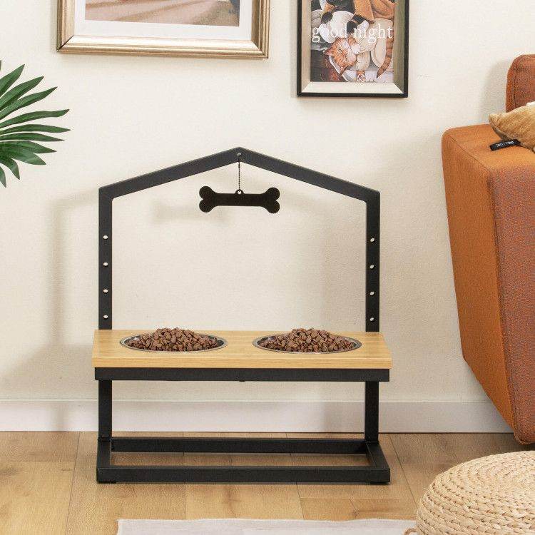 Adjustable Elevated Dog Feeder with 5 Height Settings - Premium Raised Pet Feeding Station with 2 Large Stainless Steel Bowls - The Max & Rex Collection