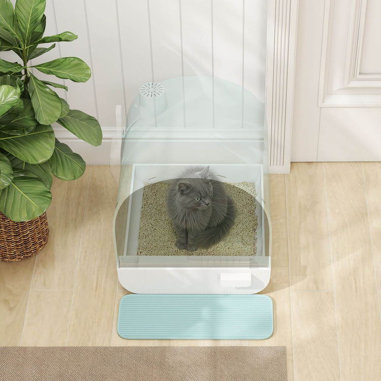 Covered Cat Litter Box with Odor Filter - Complete Privacy Kit with Tray, Scoop & Mat | Green Hooded Litter House - The Max & Rex Collection
