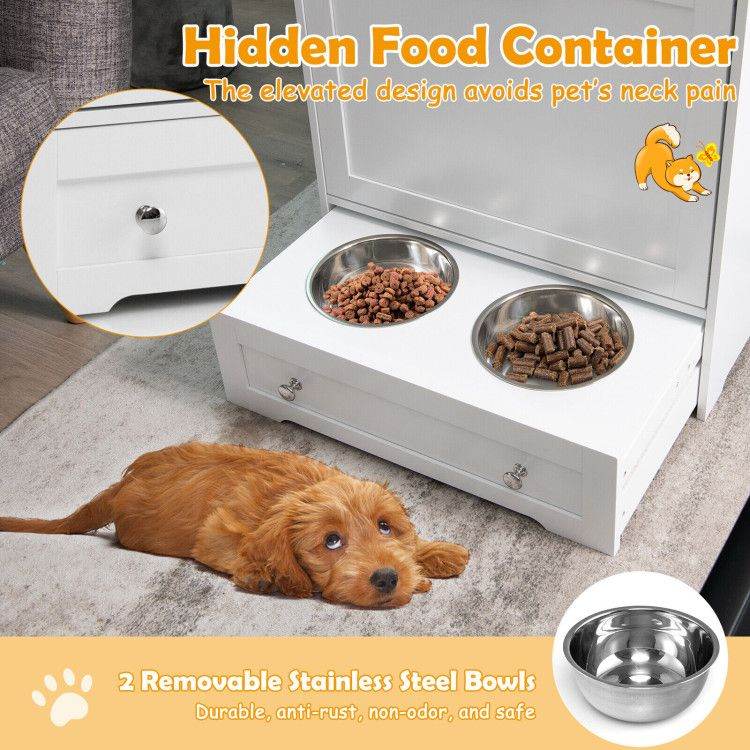 Pet Feeder Station with Stainless Steel Bowls & Storage Cabinet - Elevated Dog Food Station with Pull-Out Drawer | All-in-One Pet Organization - The Max & Rex Collection