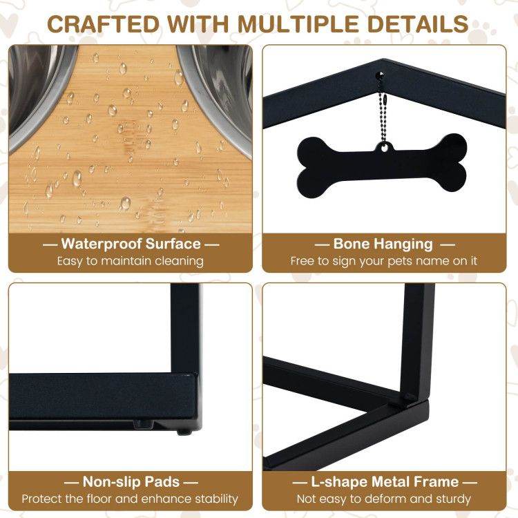 Adjustable Elevated Dog Feeder with 5 Height Settings - Premium Raised Pet Feeding Station with 2 Large Stainless Steel Bowls - The Max & Rex Collection