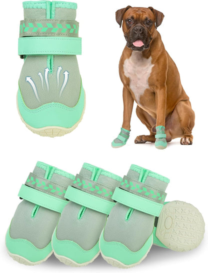 SCENEREAL Dog Shoes for Hot Pavement for Large Medium, Summer Mesh Breathable Dogs Boots & Paw Protectors for Hardwood Floors Indoor Outdoor Walking, anti Slip Waterproof Sole, Black Size 5