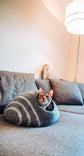 KOTE Cat Cave & Dog Cave | Enclosed Cat Bed | Cat Hideaway | Pod Kitten Bed | Grey Stripe - The Max & Rex Collection