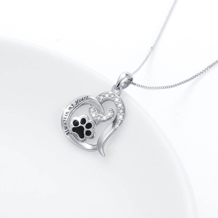 Always in My Heart Paw Print Necklace – Pet Memorial Gift - The Max & Rex Collection