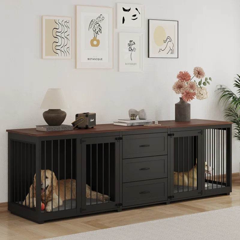 Furniture Style Wooden Dog Crate with 3 Drawers - The Max & Rex Collection