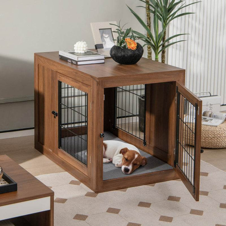Furniture Dog Crate with Cushion and Double Doors - The Max & Rex Collection