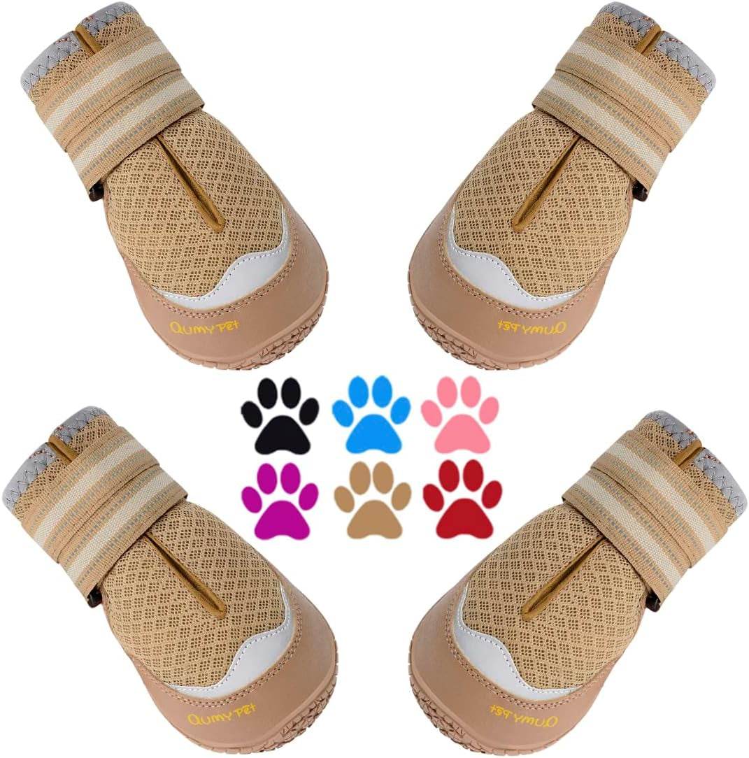 QUMY 2PCS Dog Boots for Large Dogs, Medium Dog Shoes & Paw Protectors for Hot Pavement, Summer Heat Protection, Mesh Breathable Nonslip Dog Booties for Hardfloors, Walking Running Hiking Red Size 2 - The Max & Rex Collection