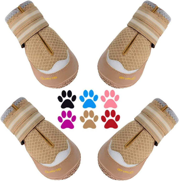 QUMY 2PCS Dog Boots for Large Dogs, Medium Dog Shoes & Paw Protectors for Hot Pavement, Summer Heat Protection, Mesh Breathable Nonslip Dog Booties for Hardfloors, Walking Running Hiking Red Size 2 - The Max & Rex Collection