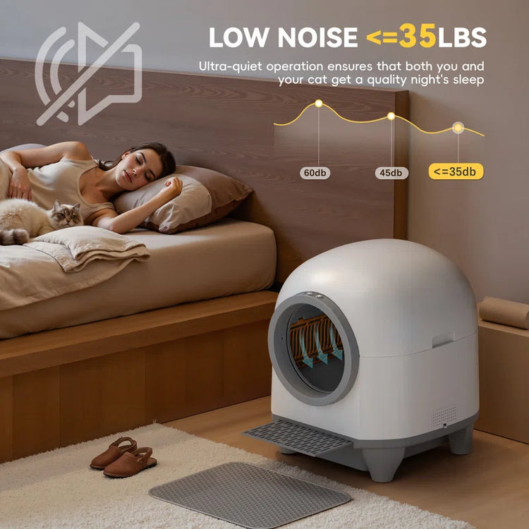 Self Cleaning Litter Box, 90 L Automatic Cat Litter Box for Multiple Cats with Safety Protection/App Control/Mat/1 Roll Garbage Bags