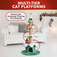 66" H 3 Tier Noble Fir Cat Christmas Tree with Removable Skirt & Scratching Post
