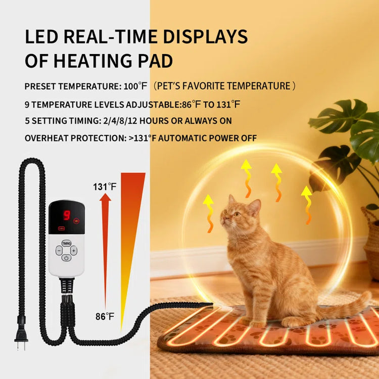 Heated Cat House, Adjustable Temperature Cat Heating Bed with Cozy Cave & Scratching Board, Foldable Cat Hideaway with Removeable Heating Pad