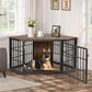 Corner dog crate table in nature wood and white — furniture-style wooden dog kennel end table by Max & Rex