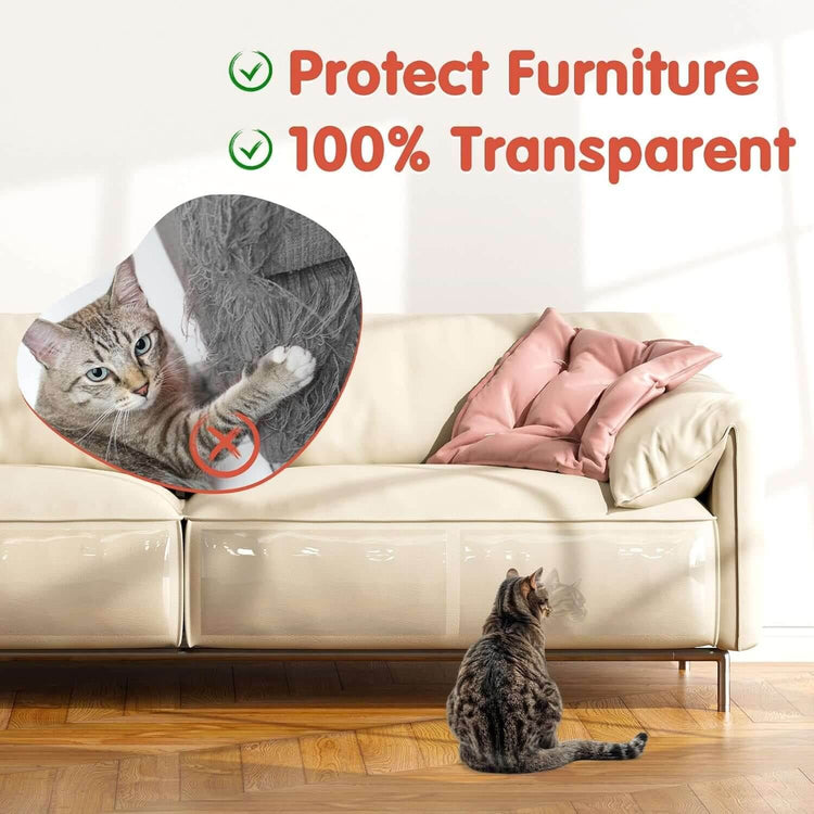 18 Pcs Large Cat Scratch Furniture Protector, Transparent Couch Protector from Cat Claws, Single-Sided Self Adhesive anti Pet Deterrent Sofa Cover, 17In - The Max & Rex Collection