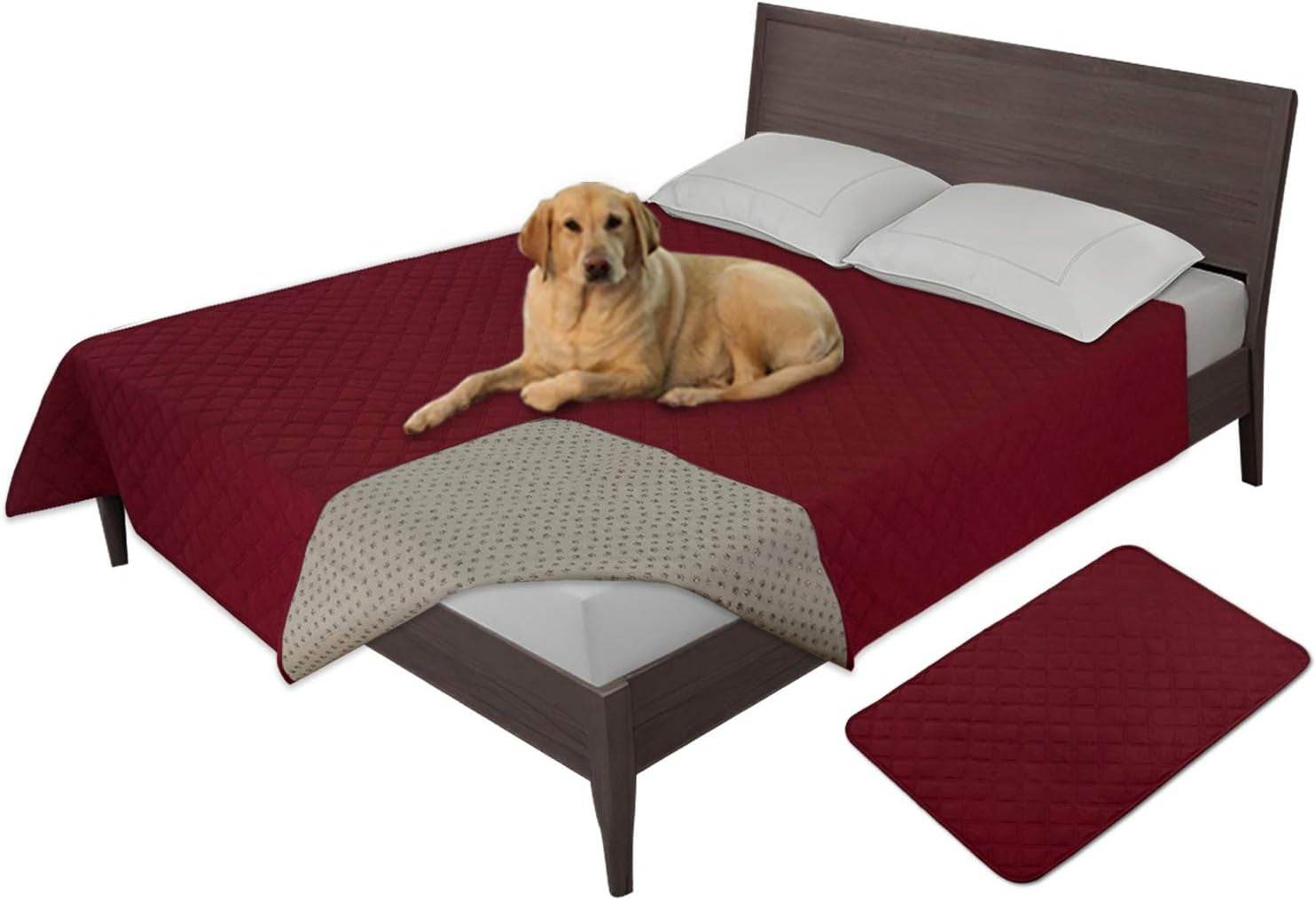 Easy-Going 100% Waterproof Dog Bed Cover Washable Couch Cover Non-Slip Sofa Cover Leakproof Blanket Furniture Protector Cover Reusable Incontinence Bed Underpads for Pets Kids Dog Cat(68X82 In,Gray) - The Max & Rex Collection