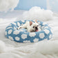 Donut Calming Pet Beds, Cute Modern Beds with Jacquard Shaggy Plush & anti Slip Bottom, 30 Inch, Blue