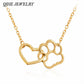 Heart & Paw Necklace — Linked Heart & Dog Paw Charm - The Max & Rex Collection