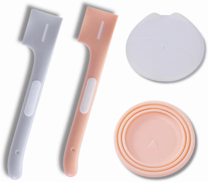 Dog Food Lids & Spoons, Can Opener Set with Cover, Cat & Dog Food Accessories, Manual Can Opener (White)