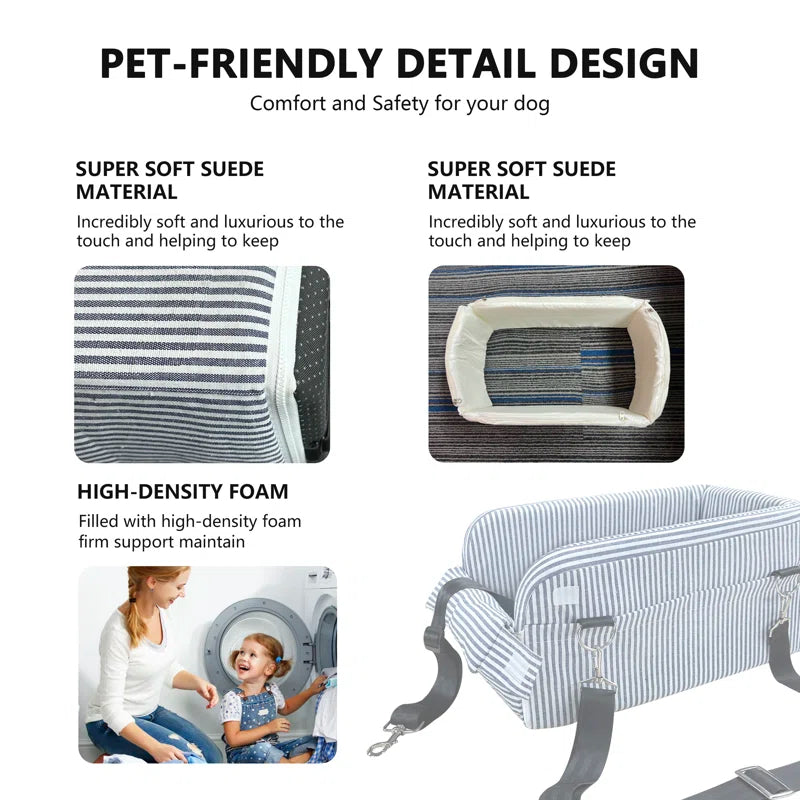 Man Friend Comfort Small Dog Car Seat Center Console Carrier Pet Travel Bed