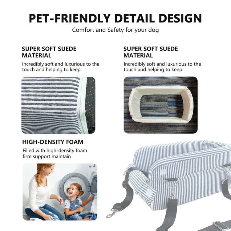 Man Friend Comfort Small Dog Car Seat Center Console Carrier Pet Travel Bed