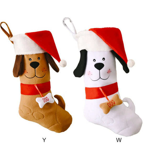 Pet Christmas Stocking Dog Paw Plaid Gift Bag Animal X-Mas Stocking Candy Gifts Bags