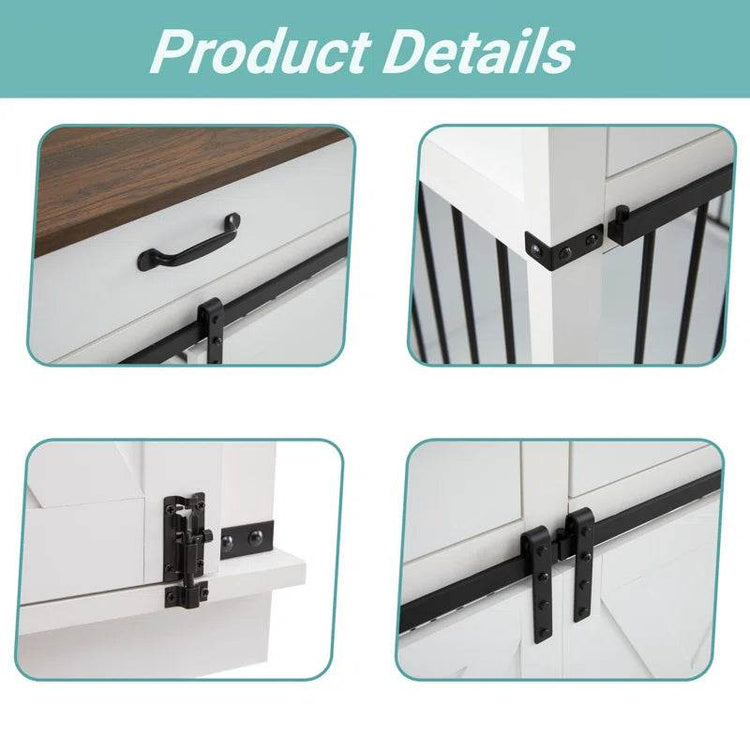 Large Dog Crate Furniture with Barn Door and 1 Drawer - The Max & Rex Collection