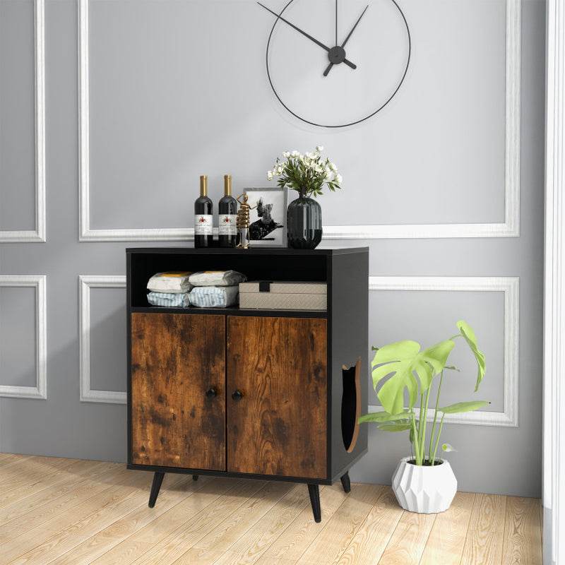 Rustic-Modern Cat Litter Cabinet with Extra Storage - The Max & Rex Collection