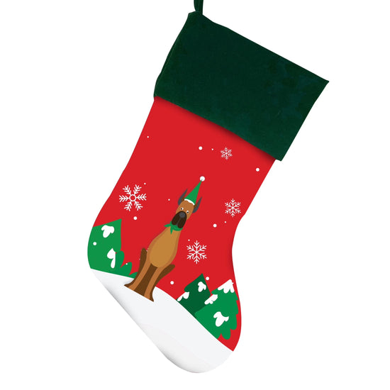 Great Dane Christmas Stocking for Dog, Measures 19", Red Pet Stocking