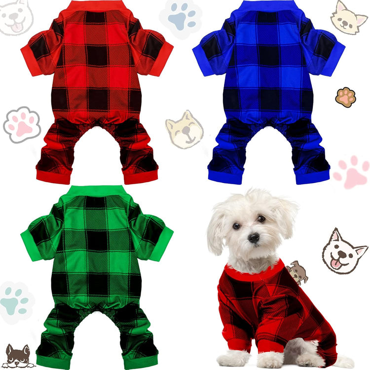 3 Pieces Christmas Dog Pajamas Dog Jumpsuit Santa Snowman Pet Clothes Christmas Pet Pajamas Holiday Costume Jumpsuit for Puppy Cat(Snowman Pattern,M (Fit 5.5-7.7Lbs))