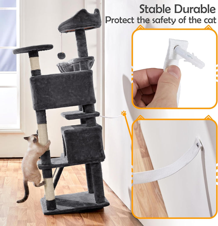 Topeakmart 57 Inches Multi-Level Cat Tree Cat Condo with Scratching Posts Kittens Activity Tower Pet Play House Furniture - The Max & Rex Collection